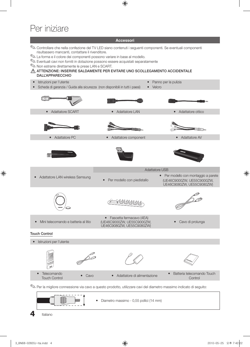 Per iniziare | Samsung UE46C9000ZW User Manual | Page 132 / 256
