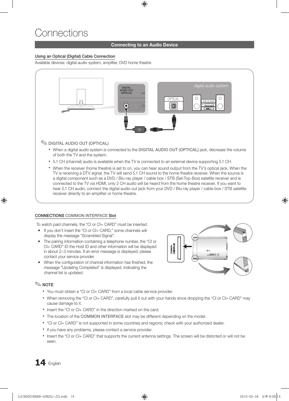 Connections | Samsung UE46C9000ZW User Manual | Page 14 / 256