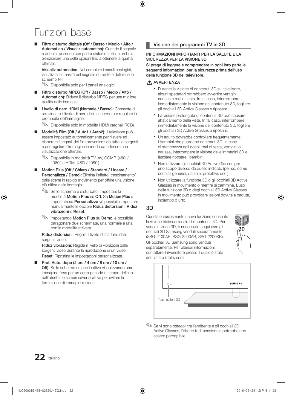 Funzioni base | Samsung UE46C9000ZW User Manual | Page 150 / 256
