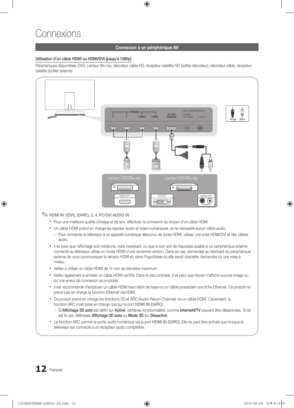Connexions | Samsung UE46C9000ZW User Manual | Page 204 / 256