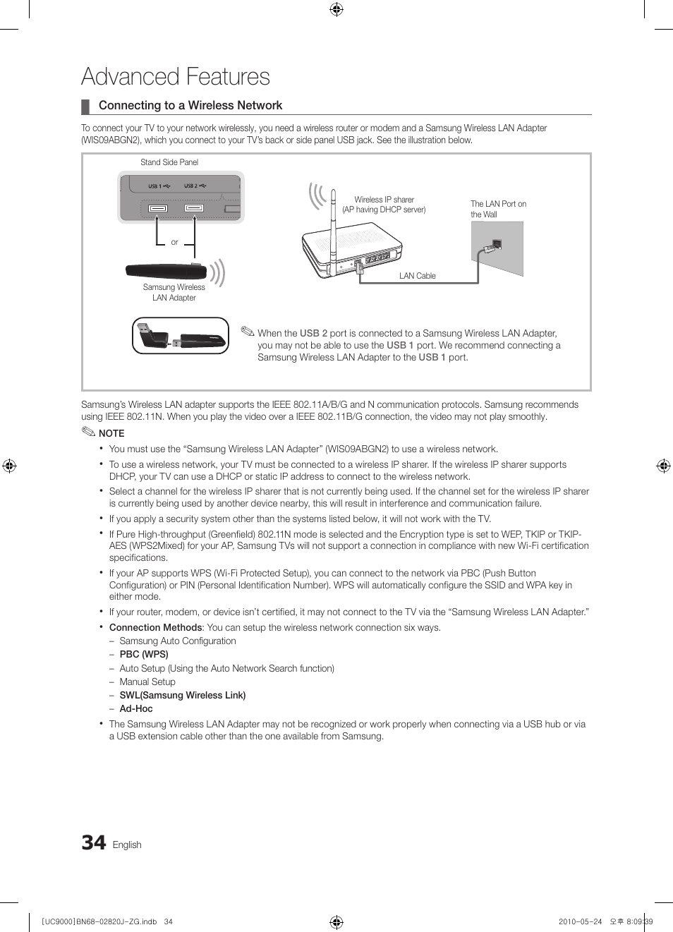 Advanced features | Samsung UE46C9000ZW User Manual | Page 34 / 256