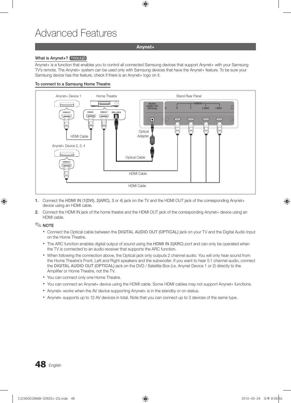 Advanced features | Samsung UE46C9000ZW User Manual | Page 48 / 256
