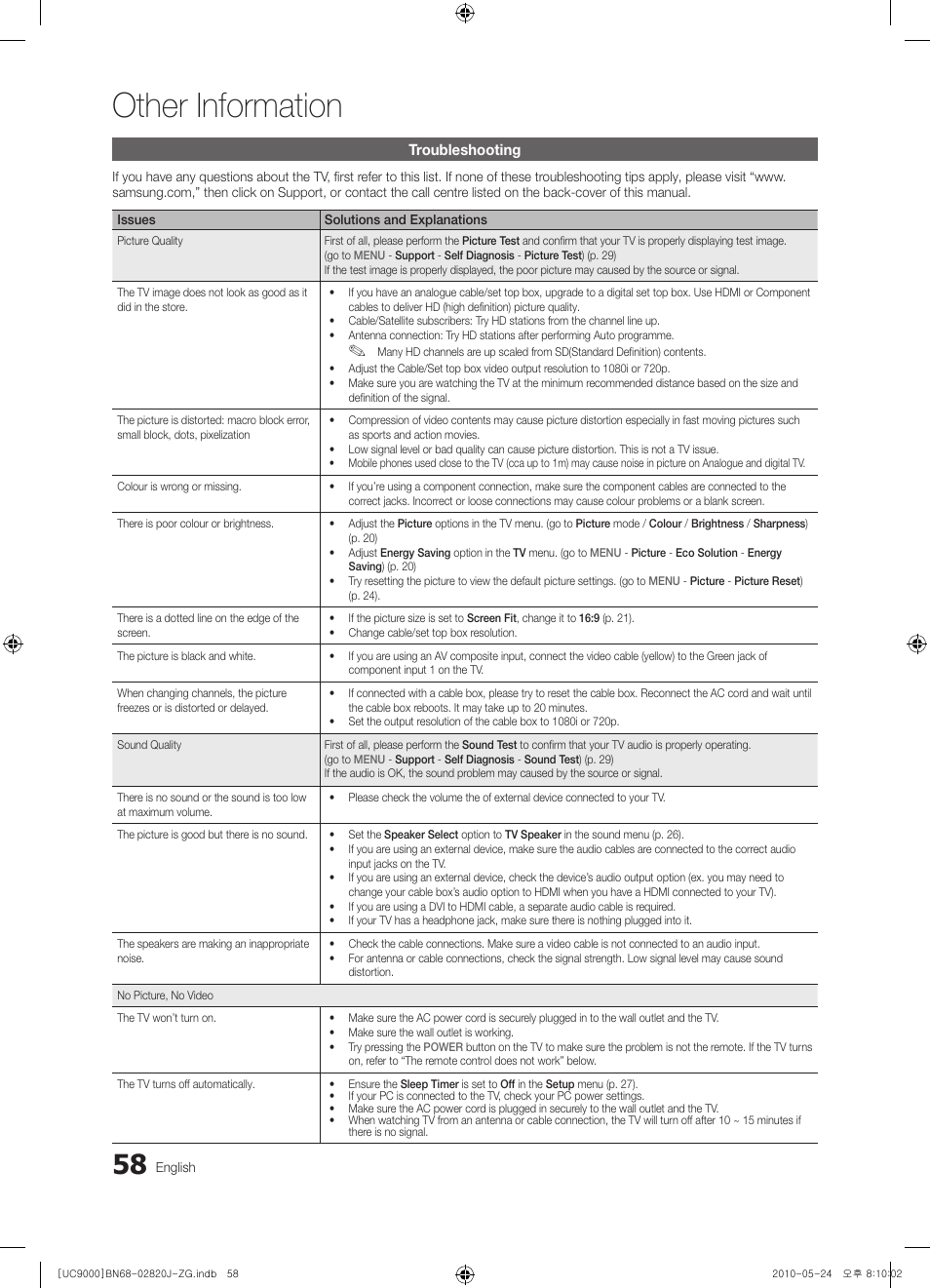 Other information | Samsung UE46C9000ZW User Manual | Page 58 / 256