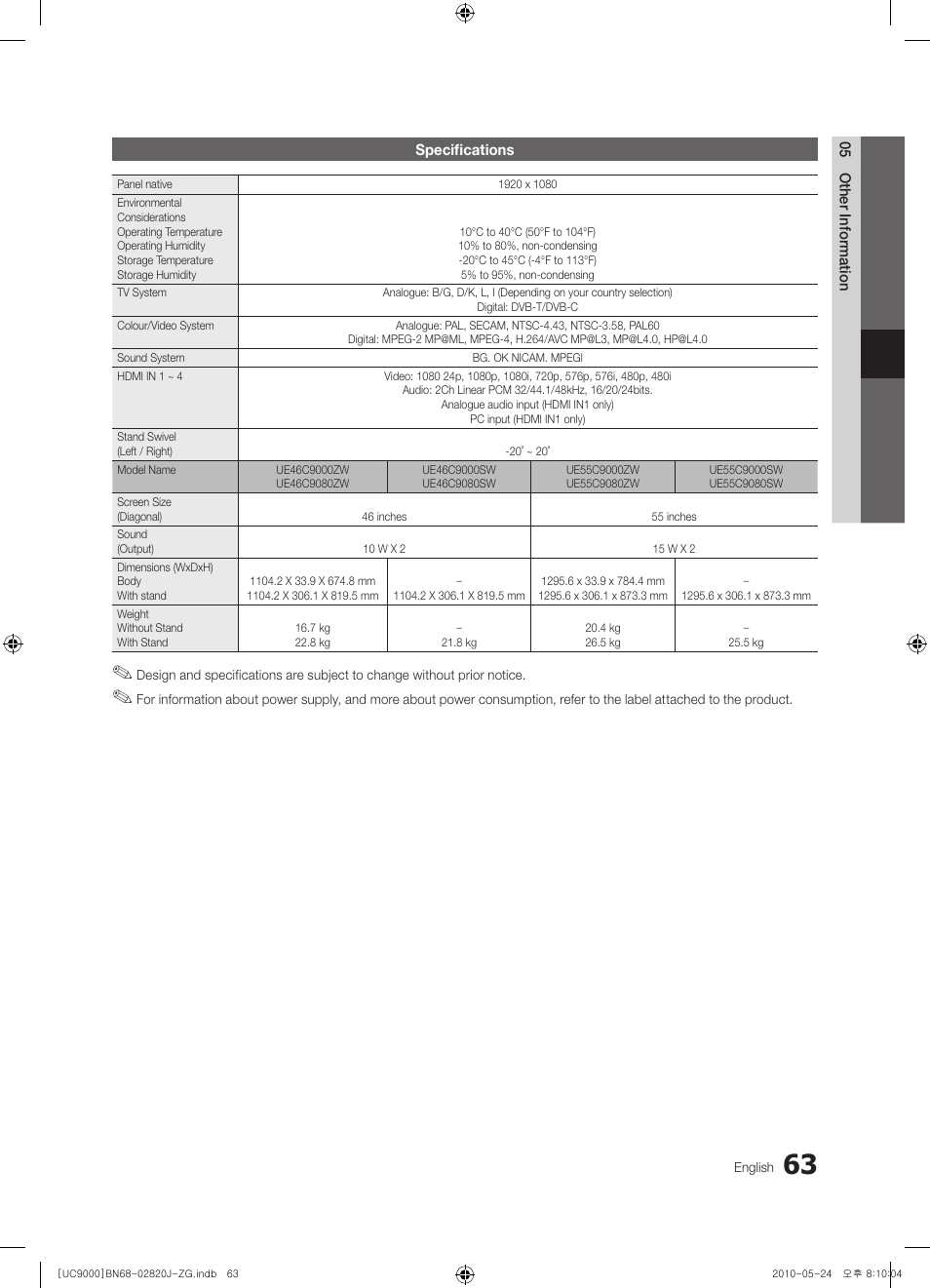 Samsung UE46C9000ZW User Manual | Page 63 / 256