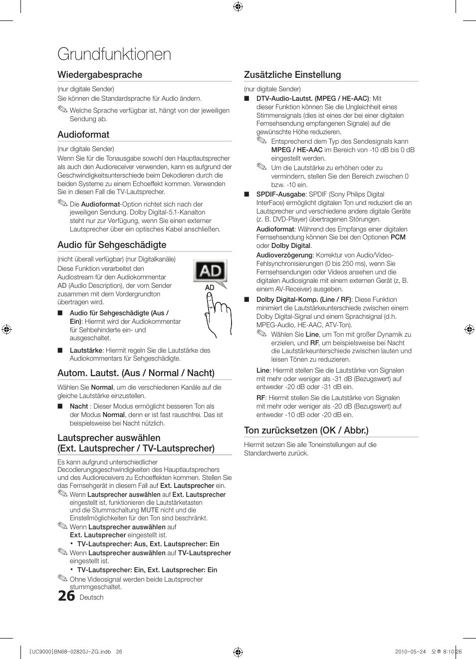 Grundfunktionen | Samsung UE46C9000ZW User Manual | Page 90 / 256