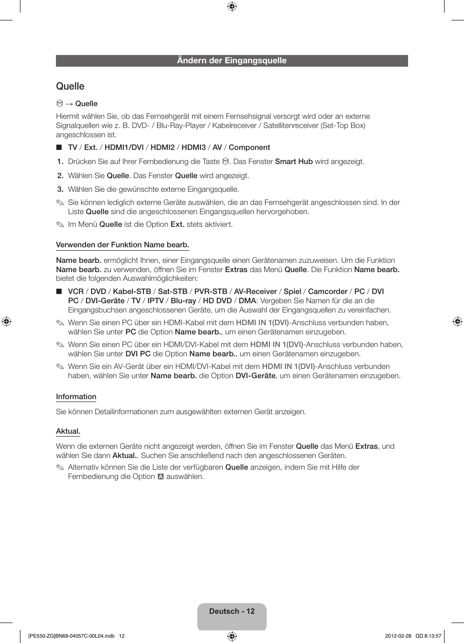 Quelle | Samsung PS51E550D1W User Manual | Page 34 / 87