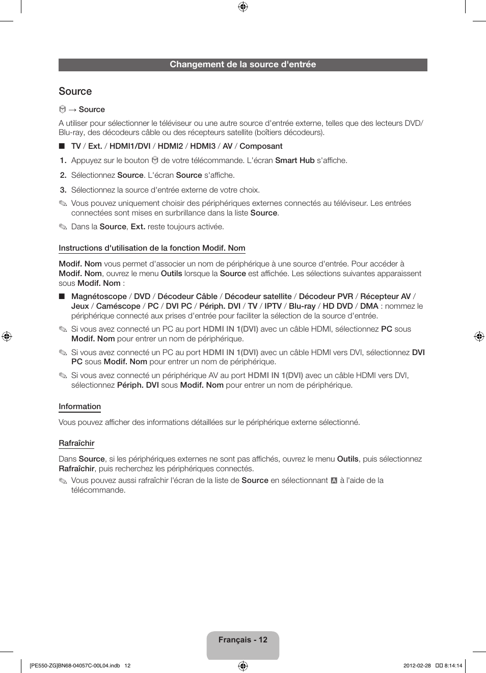 Source | Samsung PS51E550D1W User Manual | Page 55 / 87