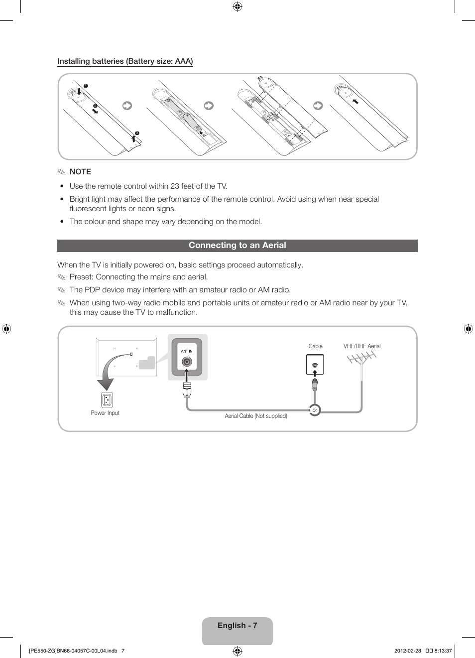 Samsung PS51E550D1W User Manual | Page 7 / 87