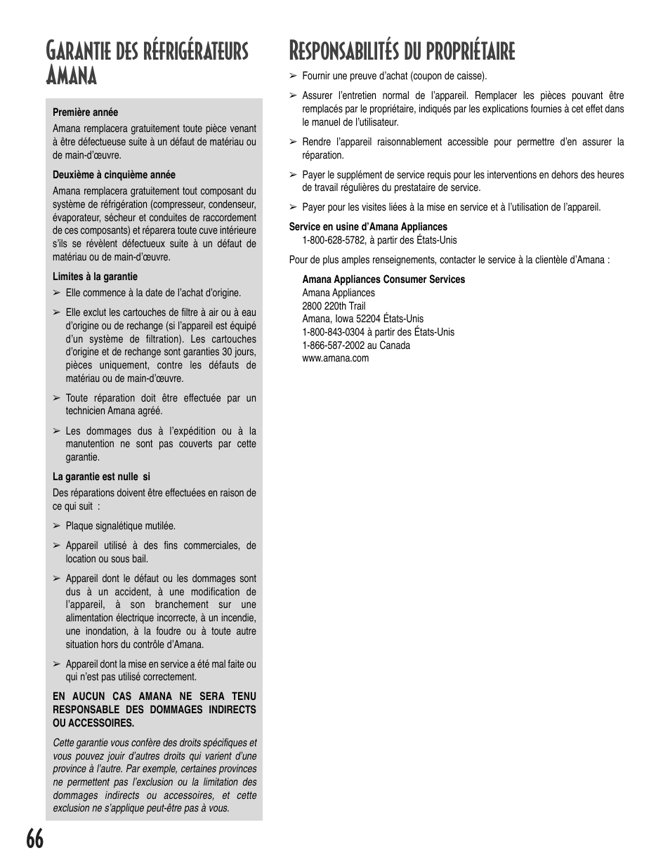 Amana Bottom-Freezer Refrigerator User Manual | Page 66 / 72