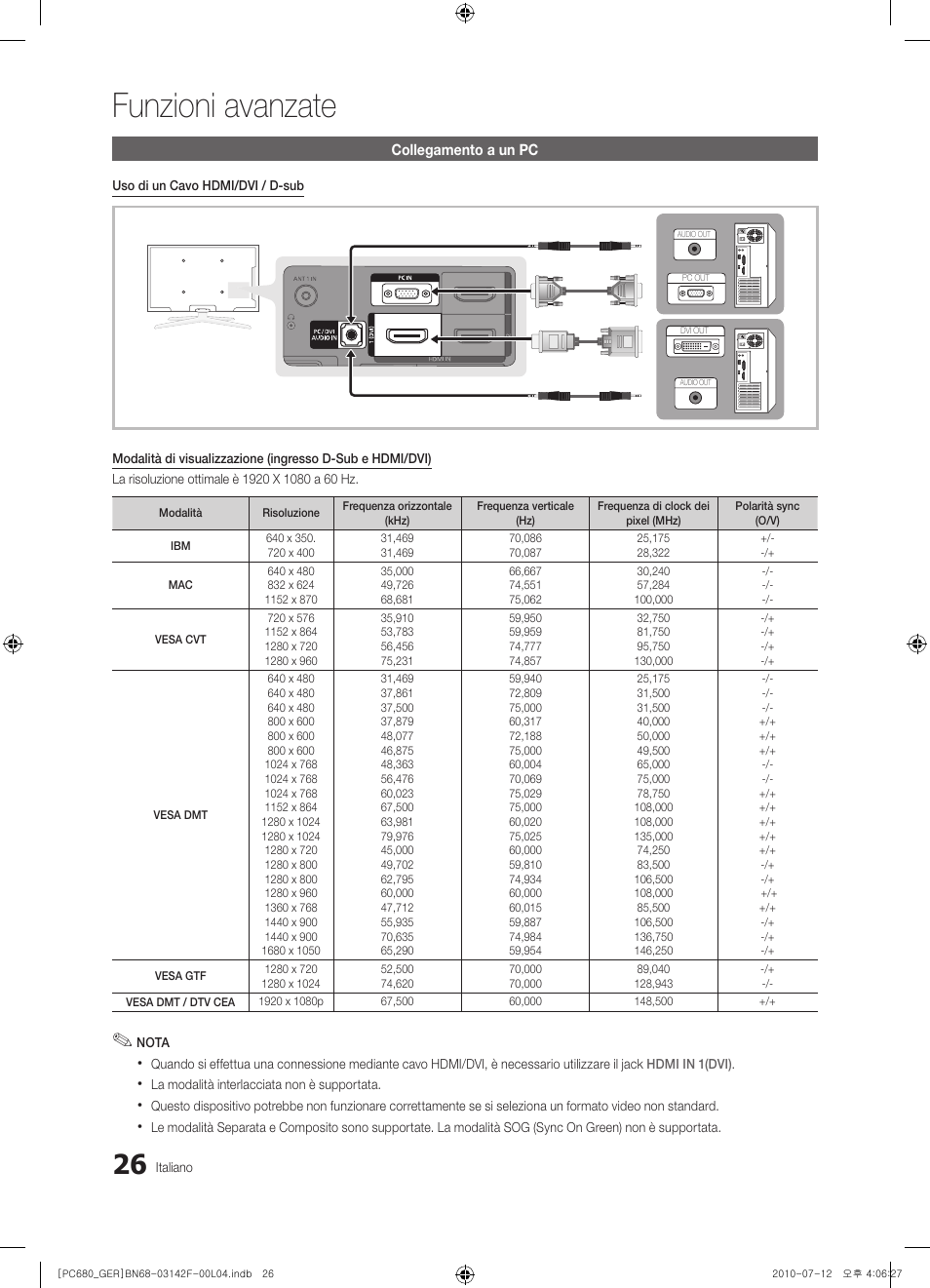 Funzioni avanzate | Samsung PS50C687G5S User Manual | Page 188 / 216