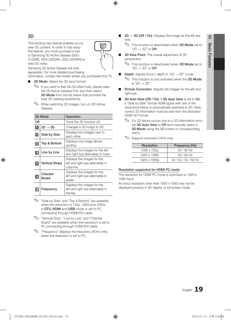 Samsung PS50C687G5S User Manual | Page 19 / 216