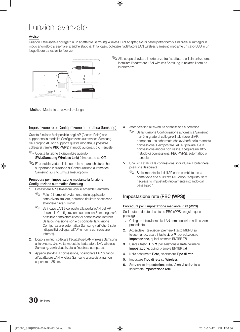 Funzioni avanzate | Samsung PS50C687G5S User Manual | Page 192 / 216