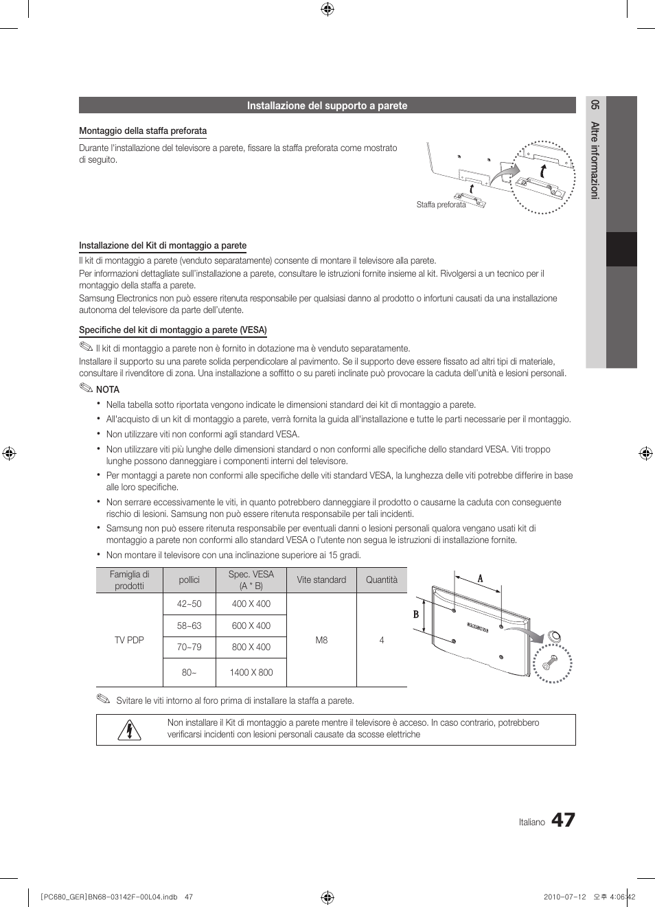 Samsung PS50C687G5S User Manual | Page 209 / 216