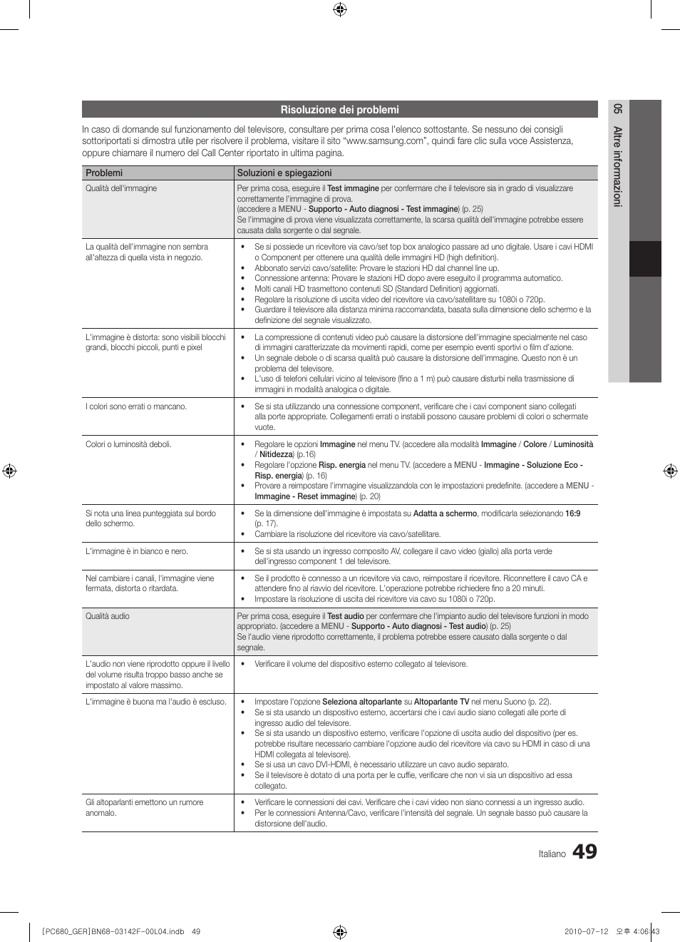 Samsung PS50C687G5S User Manual | Page 211 / 216