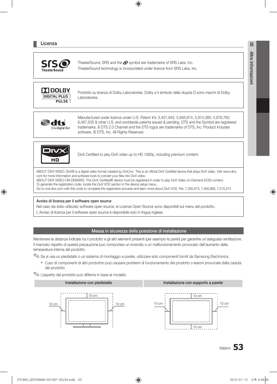 Samsung PS50C687G5S User Manual | Page 215 / 216