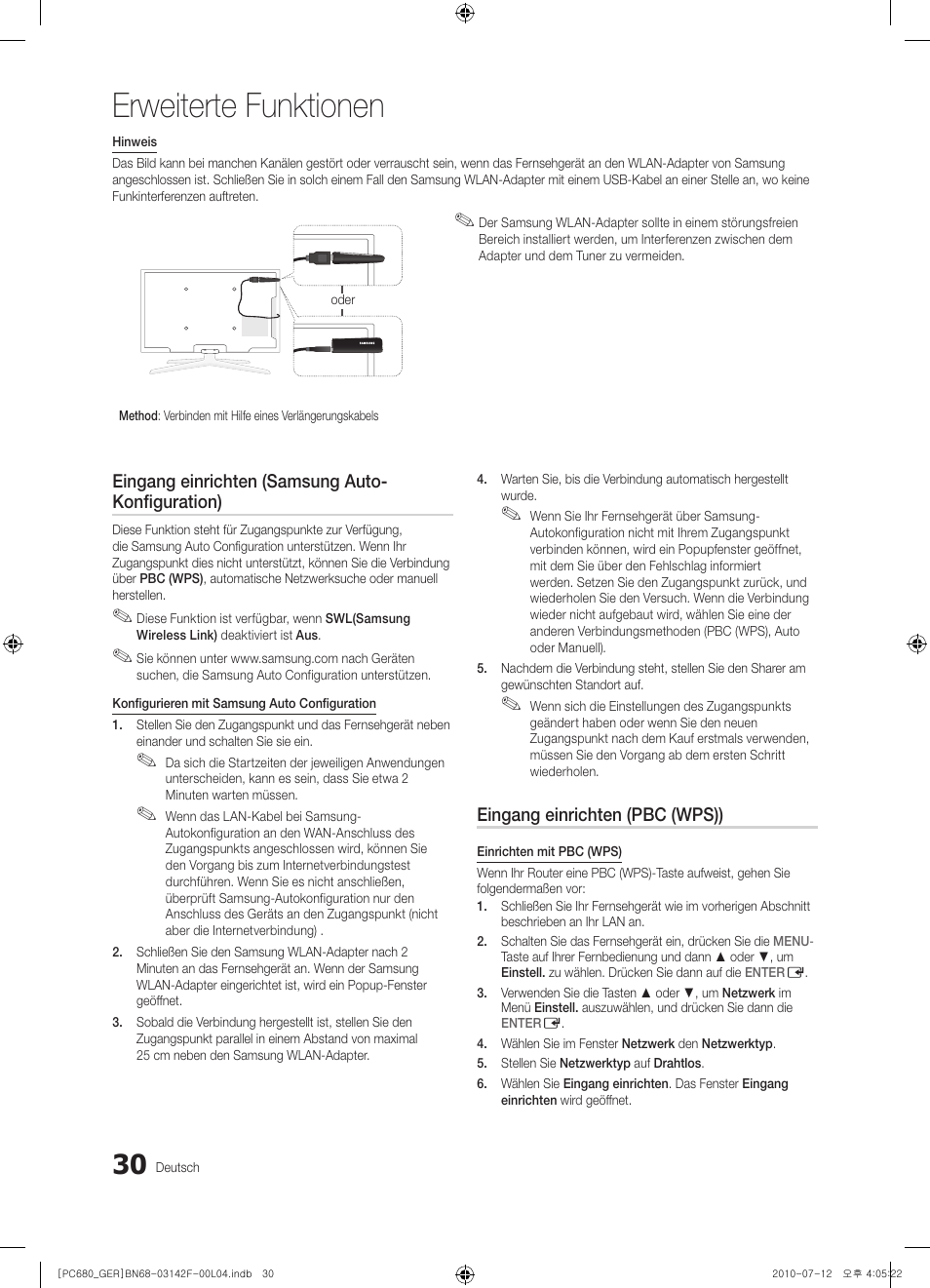 Erweiterte funktionen | Samsung PS50C687G5S User Manual | Page 84 / 216