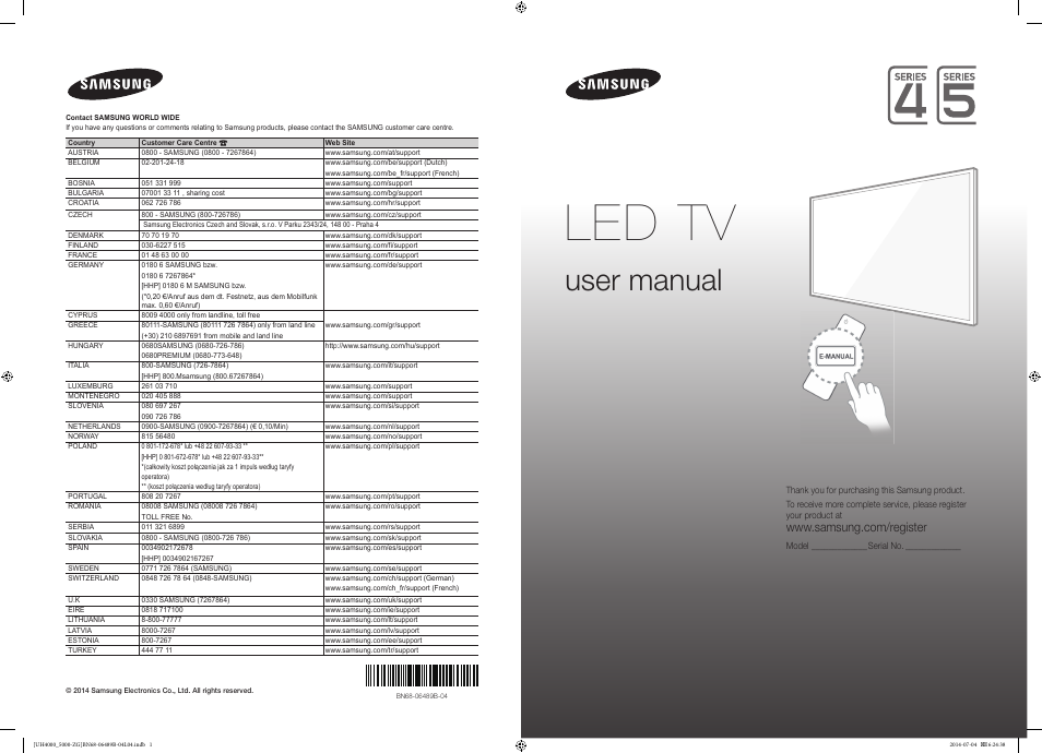 Samsung UE48H5090AS User Manual | 89 pages