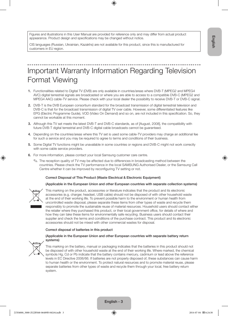 Samsung UE48H5090AS User Manual | Page 3 / 89