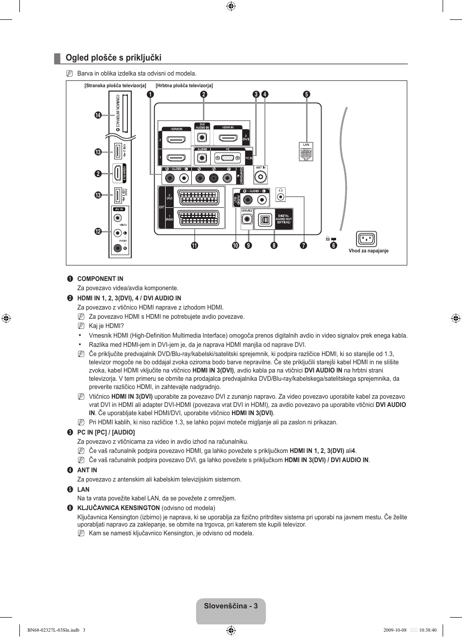 Ogled plošče s priključki | Samsung LE52B750U1W User Manual | Page 525 / 674