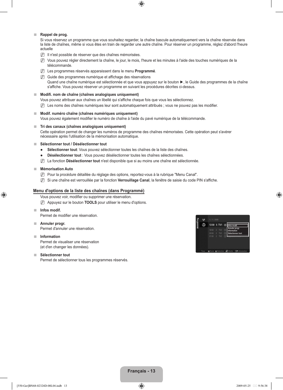 Français - 13 | Samsung LE32B553M3P User Manual | Page 121 / 206