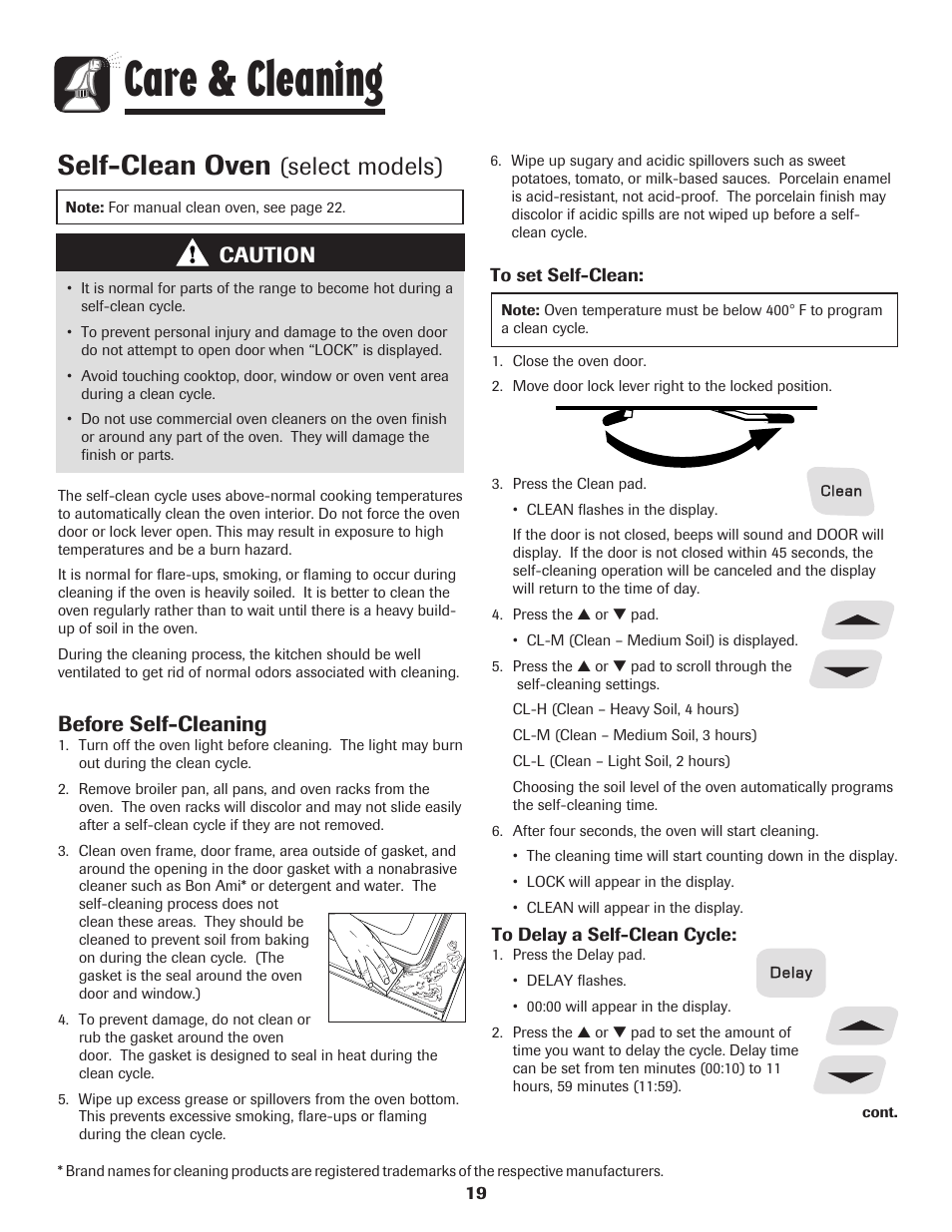 Care & cleaning, Self-clean oven, Select models) | Caution, Before self-cleaning | Amana 8113P515-60 User Manual | Page 20 / 88