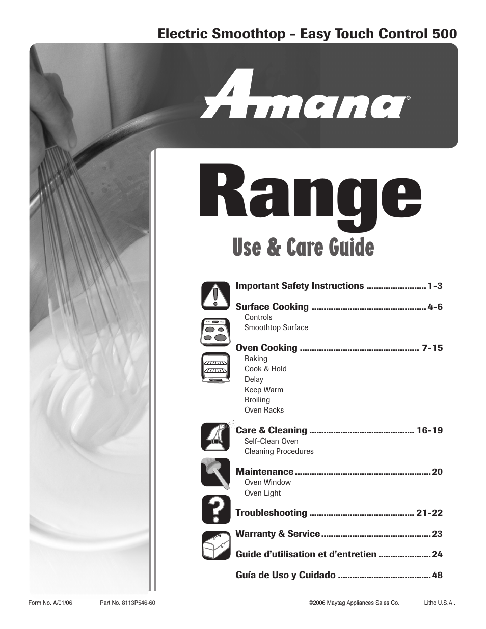 Amana EASY TOUCH CONTROL 500 User Manual | 72 pages