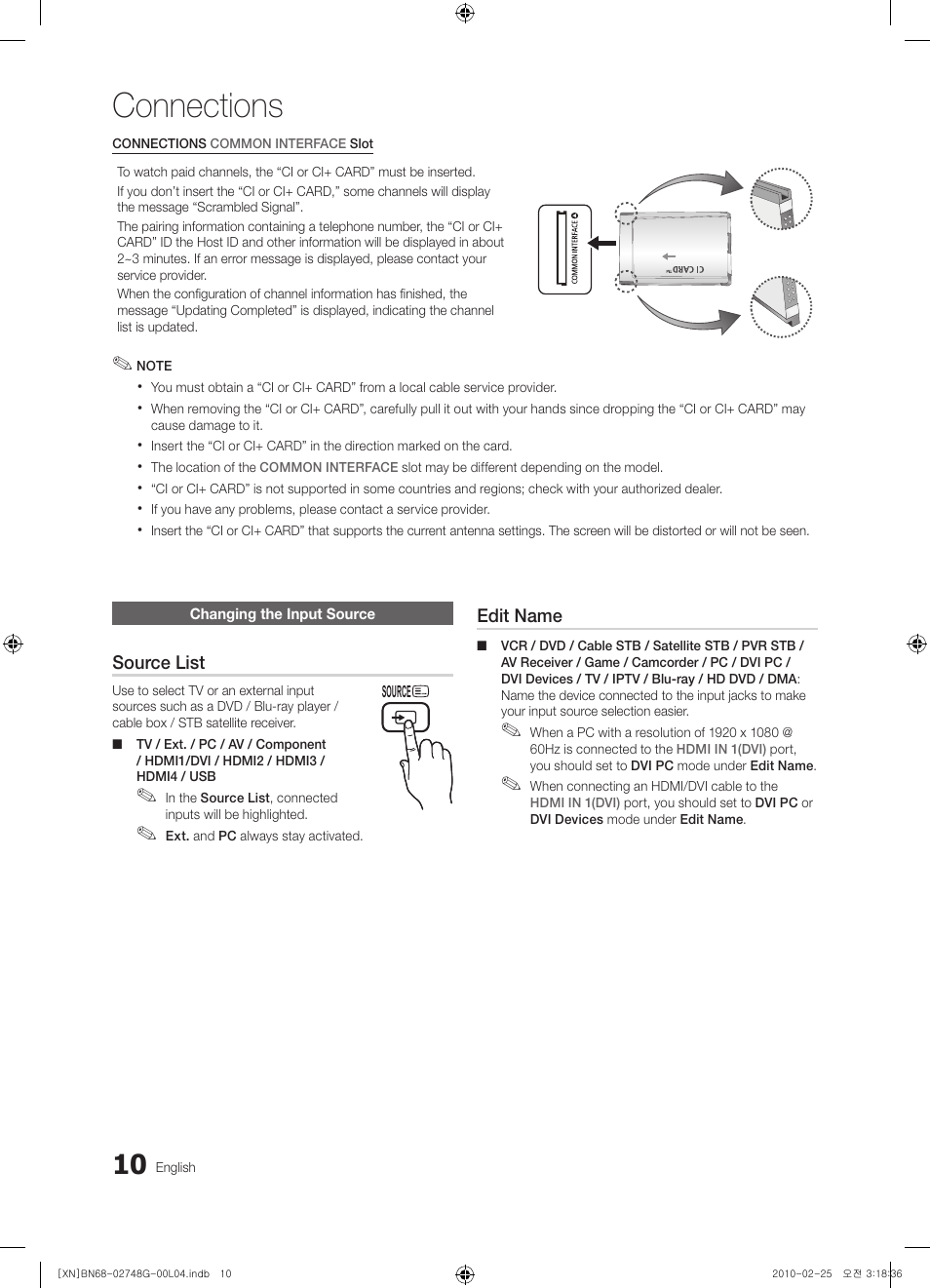 Connections | Samsung UE55C6000RW User Manual | Page 10 / 217