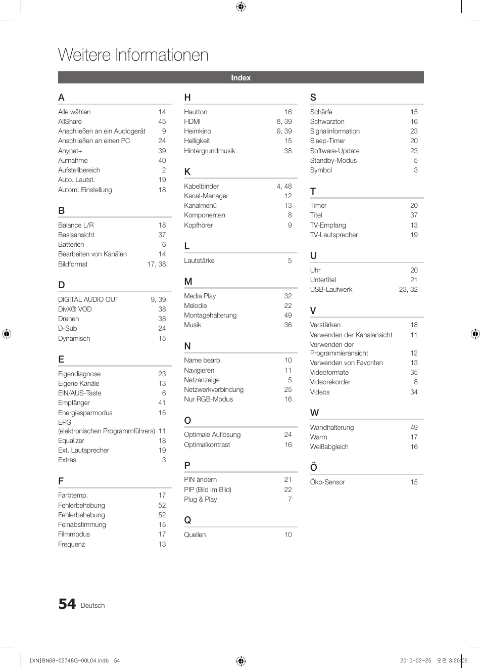 Weitere informationen | Samsung UE55C6000RW User Manual | Page 108 / 217