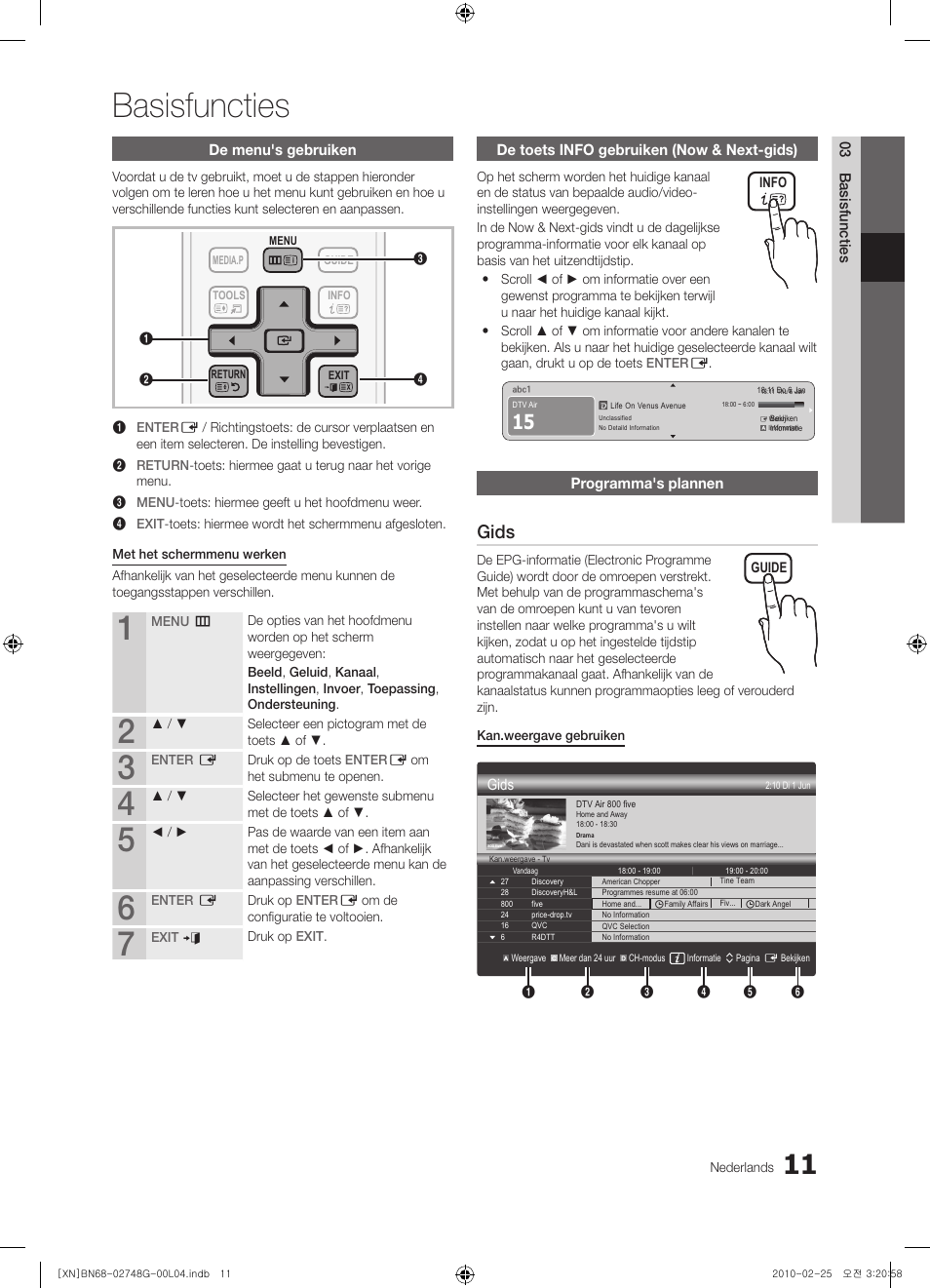 Basisfuncties, Gids | Samsung UE55C6000RW User Manual | Page 173 / 217