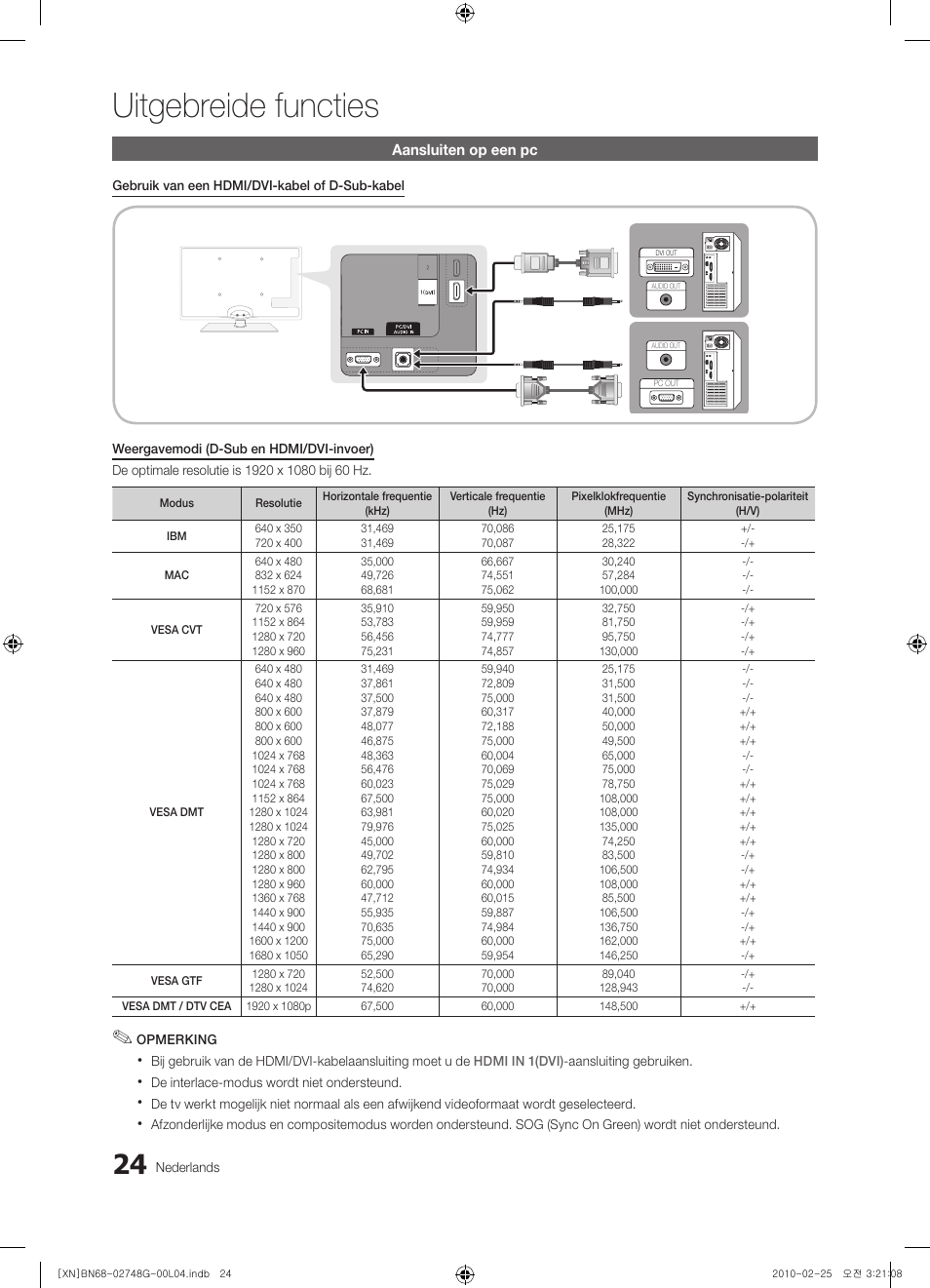 Uitgebreide functies | Samsung UE55C6000RW User Manual | Page 186 / 217