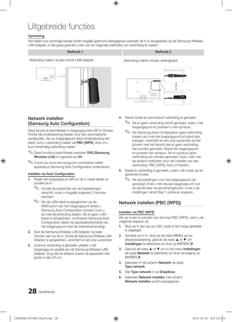 Uitgebreide functies | Samsung UE55C6000RW User Manual | Page 190 / 217