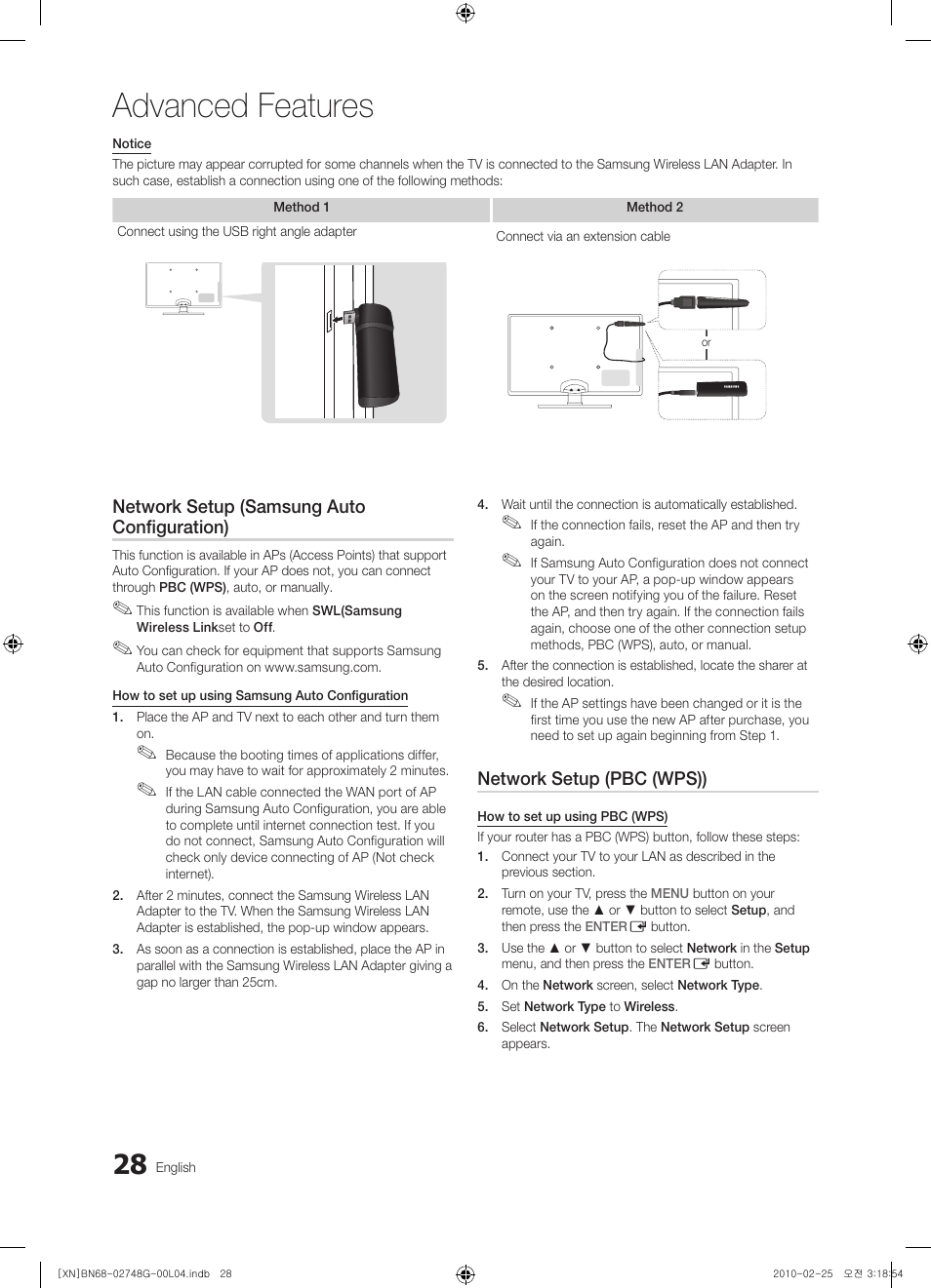Advanced features | Samsung UE55C6000RW User Manual | Page 28 / 217