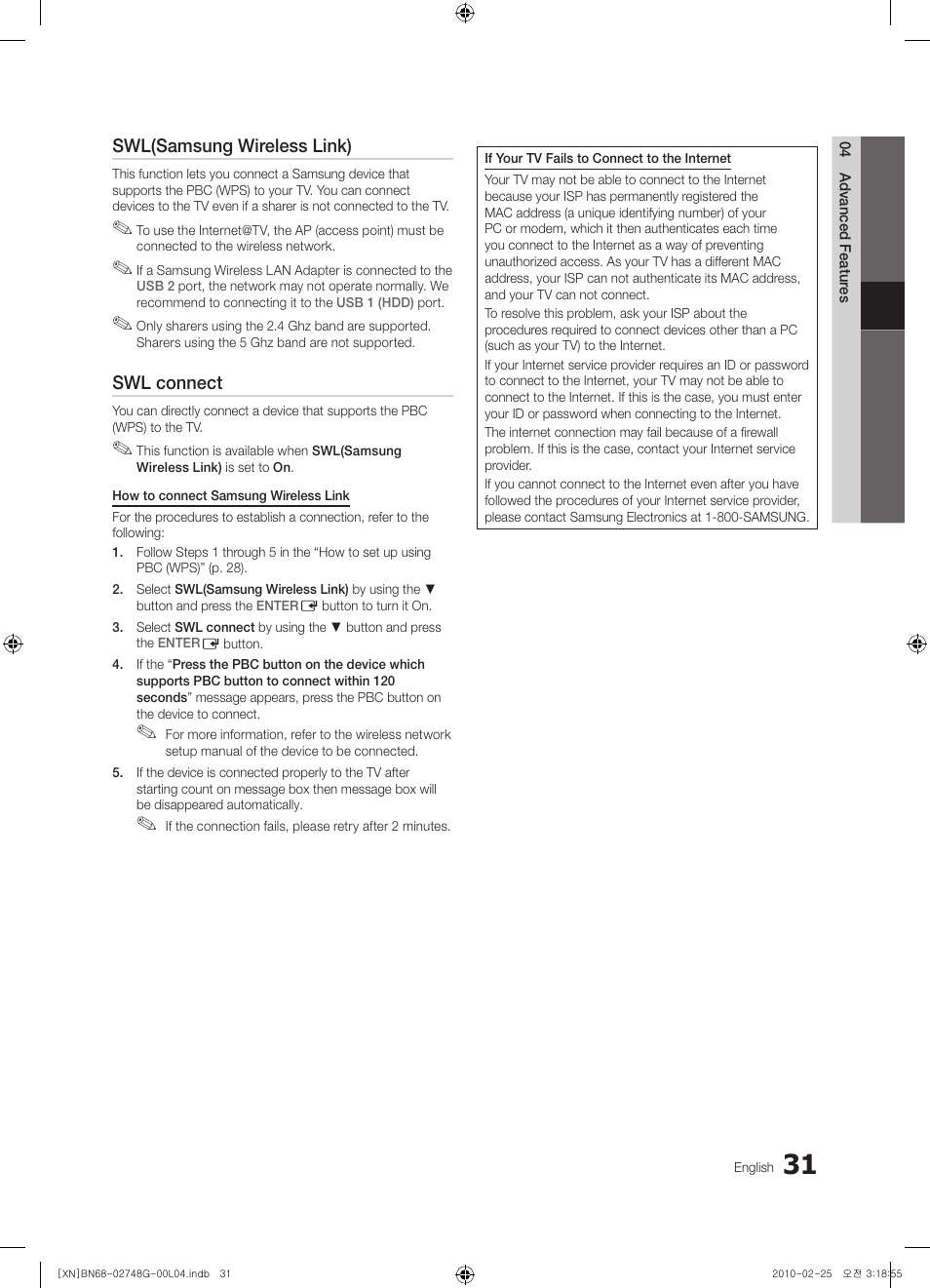 Samsung UE55C6000RW User Manual | Page 31 / 217