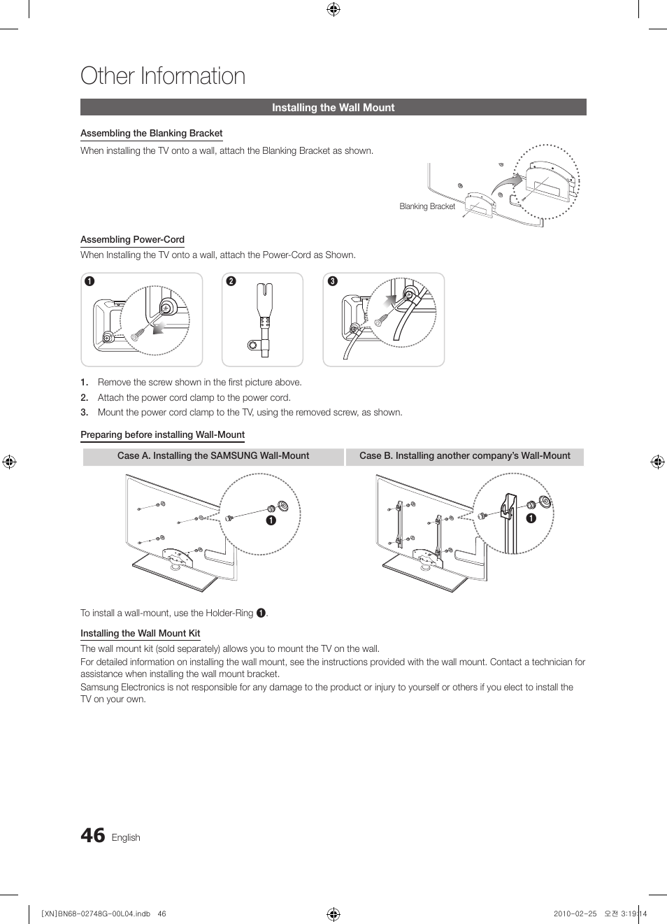 Other information | Samsung UE55C6000RW User Manual | Page 46 / 217