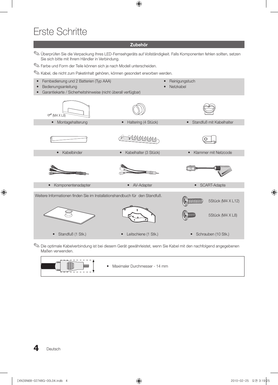 Erste schritte | Samsung UE55C6000RW User Manual | Page 58 / 217