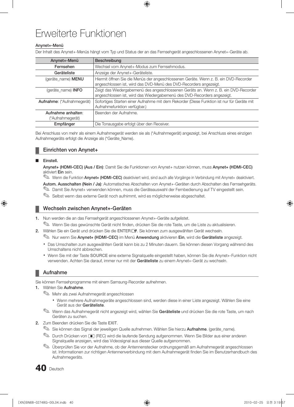 Erweiterte funktionen | Samsung UE55C6000RW User Manual | Page 94 / 217