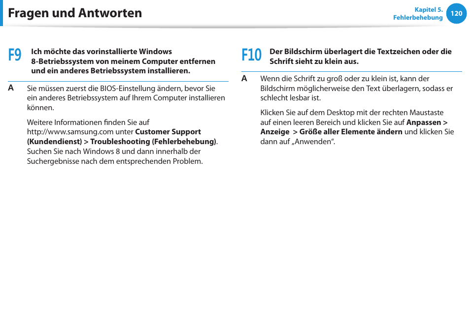 Fragen und antworten | Samsung DP505A2GI User Manual | Page 121 / 147