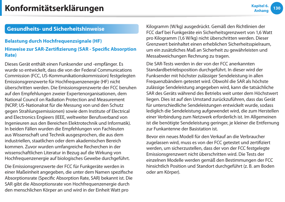 Konformitätserklärungen | Samsung DP505A2GI User Manual | Page 131 / 147