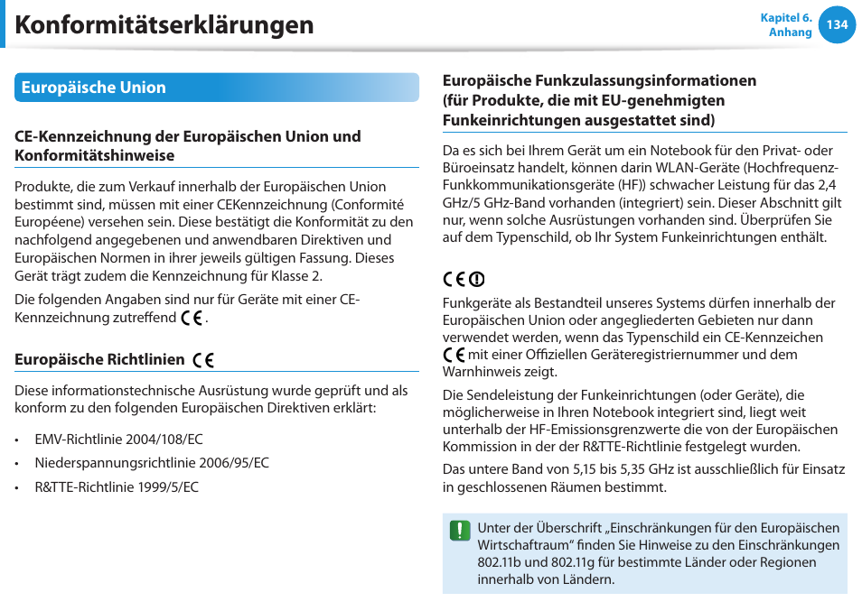 Konformitätserklärungen | Samsung DP505A2GI User Manual | Page 135 / 147