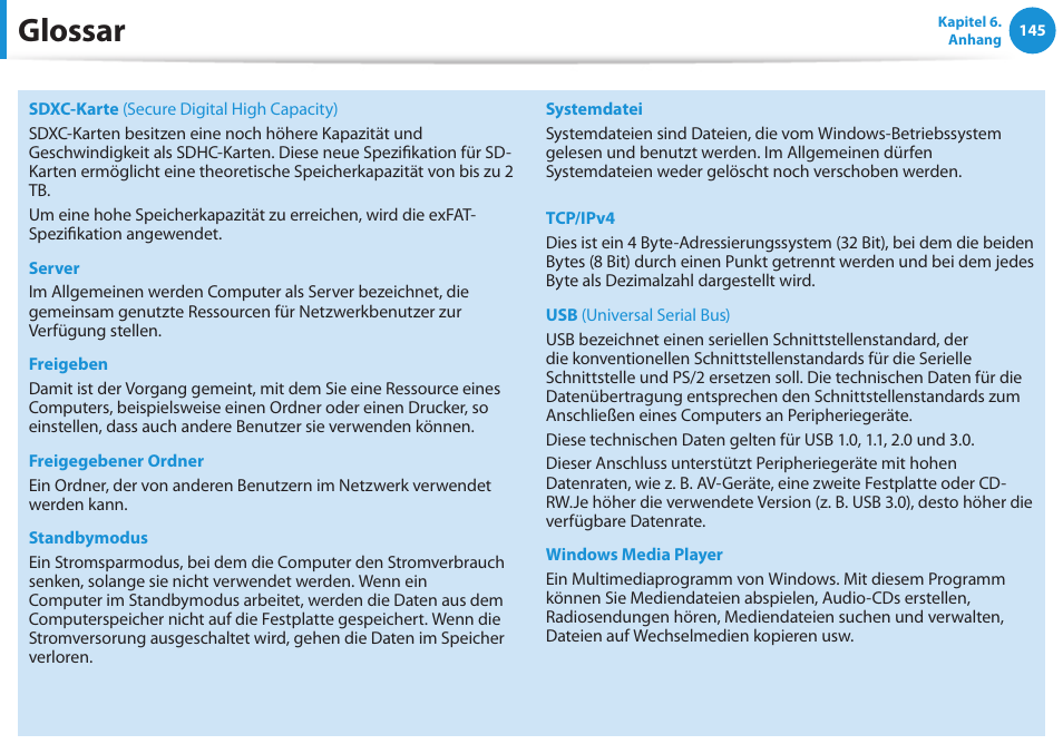 Glossar | Samsung DP505A2GI User Manual | Page 146 / 147