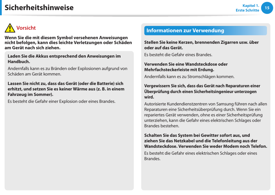 Sicherheitshinweise, Informationen zur verwendung, Vorsicht | Samsung DP505A2GI User Manual | Page 16 / 147