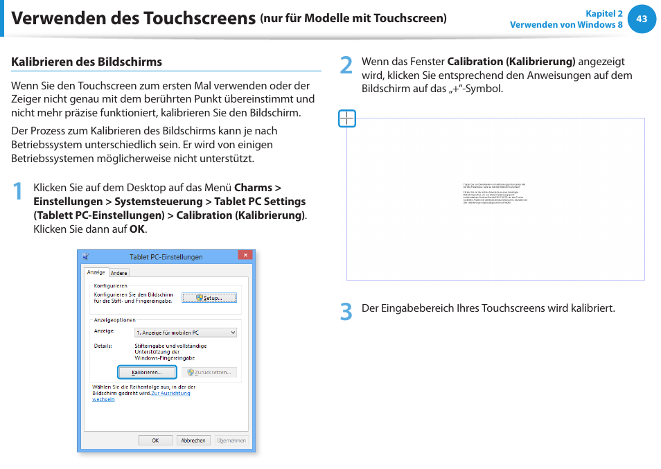 Verwenden des touchscreens | Samsung DP505A2GI User Manual | Page 44 / 147