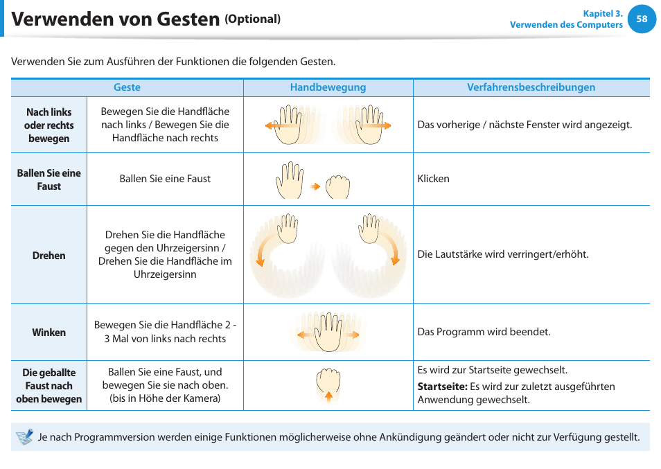 Verwenden von gesten | Samsung DP505A2GI User Manual | Page 59 / 147