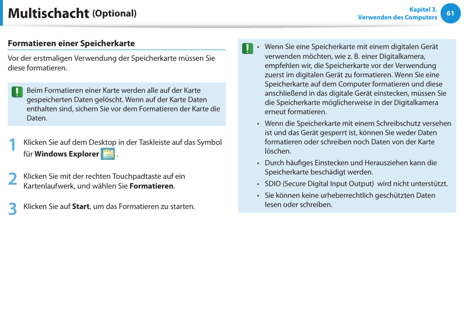 Multischacht | Samsung DP505A2GI User Manual | Page 62 / 147