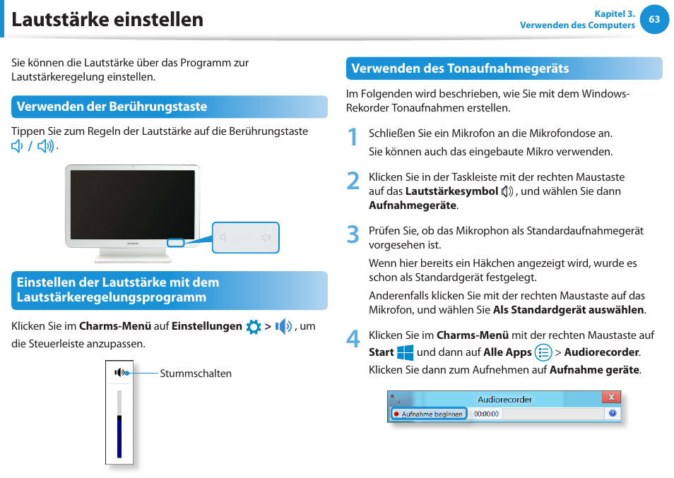 Lautstärke einstellen | Samsung DP505A2GI User Manual | Page 64 / 147