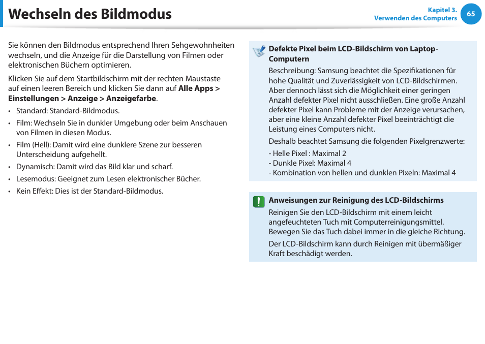 Switching the picture mode, Wechseln des bildmodus | Samsung DP505A2GI User Manual | Page 66 / 147