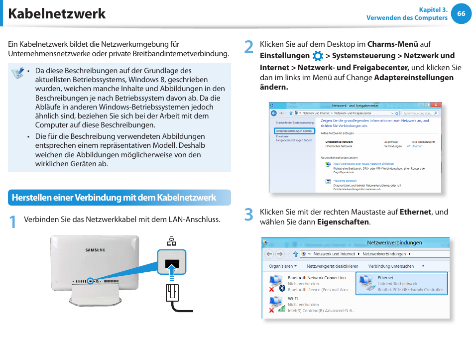 Kabelnetzwerk | Samsung DP505A2GI User Manual | Page 67 / 147