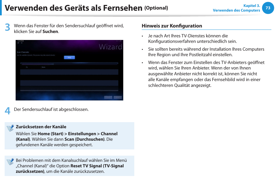 Verwenden des geräts als fernsehen | Samsung DP505A2GI User Manual | Page 74 / 147