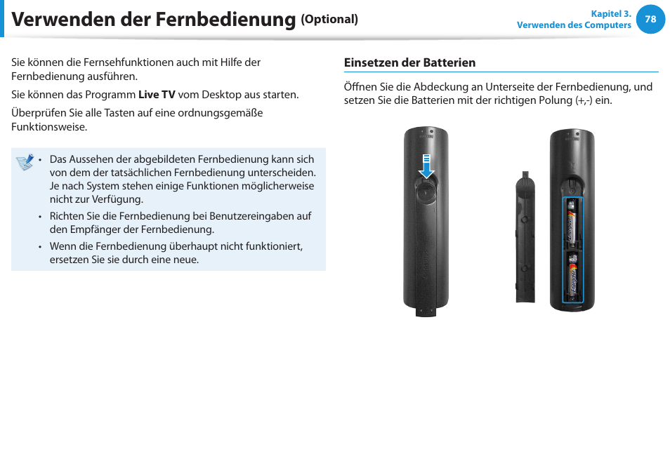 Verwenden der fernbedienung (optional), Verwenden der fernbedienung | Samsung DP505A2GI User Manual | Page 79 / 147