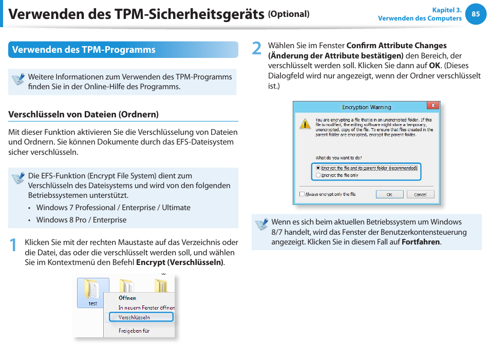 Verwenden des tpm-sicherheitsgeräts | Samsung DP505A2GI User Manual | Page 86 / 147